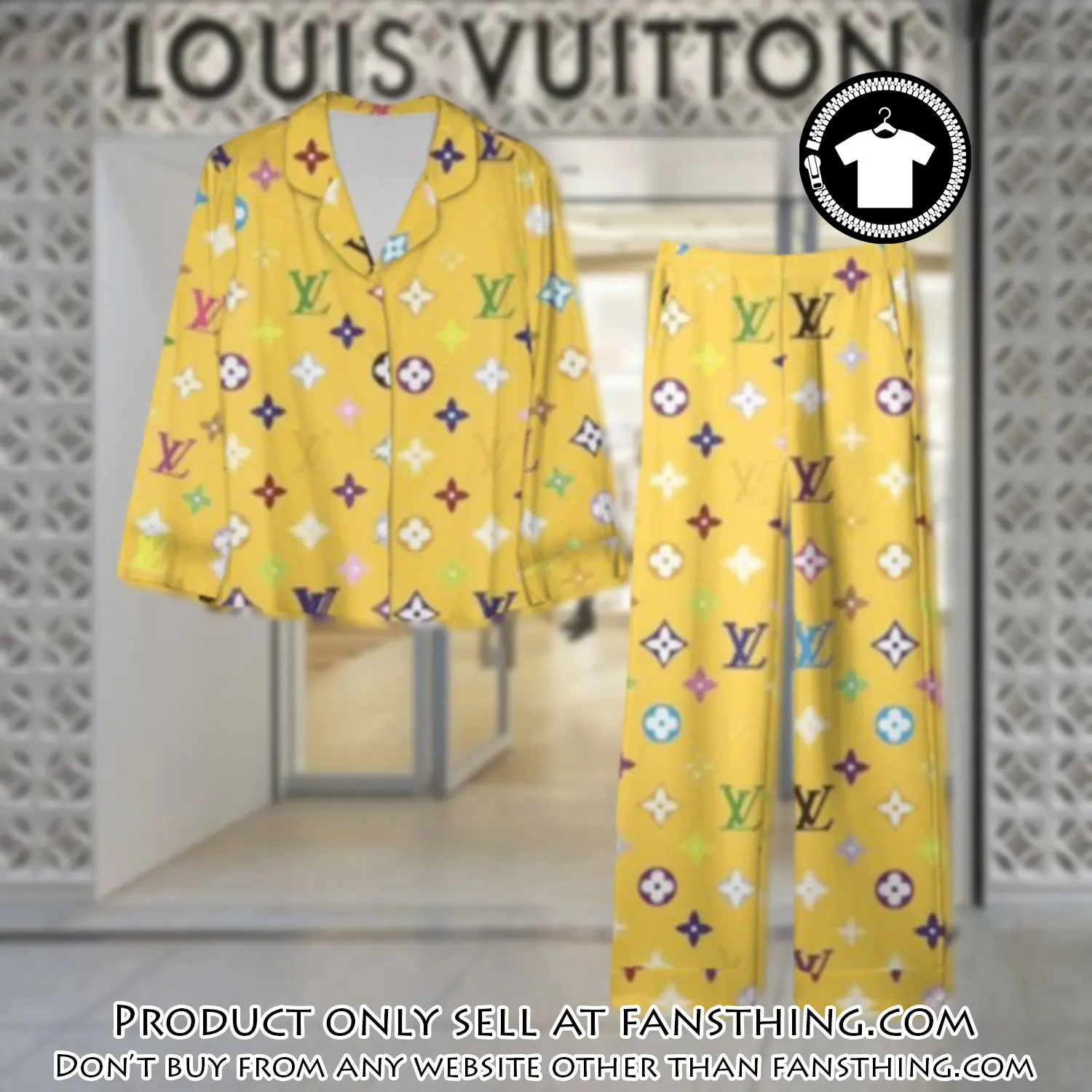 Trending luxury lv satin pajama set pjs1085 fst0716442